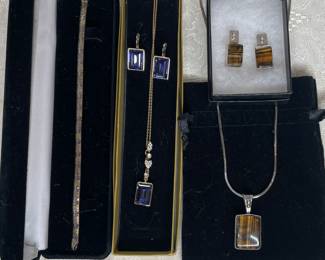 Sterling silver bracelet and necklace & earring sets