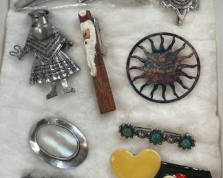 Brooches, some sterling silver 