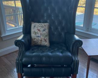 Leather wing back chair