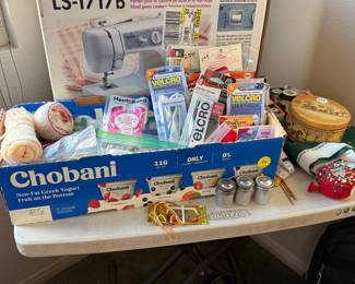 Brother Sewing Machine and other sewing items.  Back packs and travel bags.