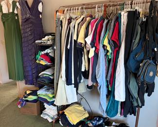 Formal Dresses, T-Shirts, pants and purses.