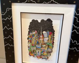 Framed Night in the Wild City  3D Pop Art Serigragh by Charles Fazzino.  #29/125