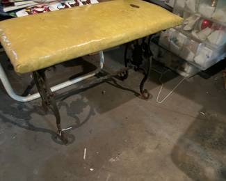 Vintage piano bench wrought Iron base