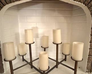 9-Pillar Candle Holder – Modernist Metal Fireplace Decor