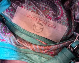 BIG BUDDAH Distressed Turquoise Faux Leather Shoulder Bag with Chain Strap & Oversized Tassel
