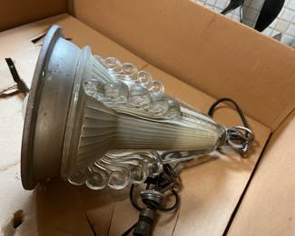 Vintage Aluminum and Hand blown glass 1930 ceiling fixture