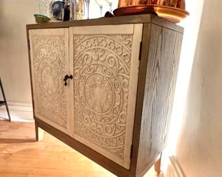 Bohemian Carved Front Cabinet – Two Door Accent Storage Console
