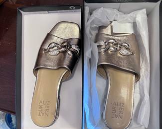 Naturalizer Metallic Chain-Detail Slide Sandals – Women’s Size
