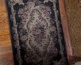 Set of 3 Vintage Floral Persian-Style Rugs – Matching Black & Burgundy Accent Rugs
