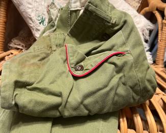 Vintage Boy Scouts uniforms and patches from Owasippe Lodge and Cahokia Chapter  from 1960s neckerchiefs, vest and green garrison caps and pants