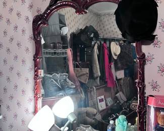 Vintage Ornate Carved Wood Wall Mirror – Victorian Style Cherry Finish, Vintage Ceramic Tea Set – Turquoise Glazed Teapot & Matching Pieces, Retro Turquoise Ceramic Teapot Collection – Decorative Home Accents, Vintage Perfume Bottle Collection – Glass Vanity Decor Set, Assorted Decorative Perfume Bottles – Vanity Display Lot, Vintage Collectible Doll in Box – Navy Outfit Teddy Bear Doll, Modern Adjustable Desk Lamp with Dual Shades – White Lighting Fixture,