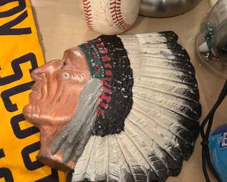 Vintage Native American Indian Chief chalk ware 