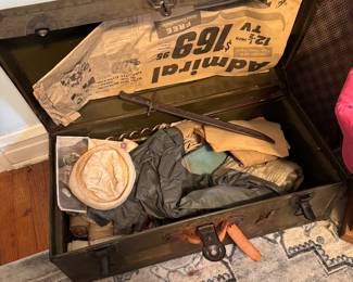 WWII, 1950s vintage navy case with instructions, items, letters, its