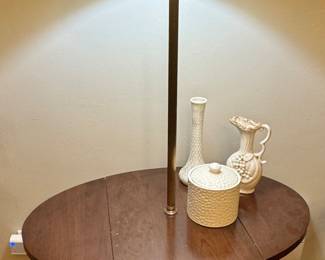 Queen Anne Style Side Table with Floor Lamp