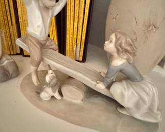 Lladro Style Porcelain Figurine – Children Playing on Seesaw