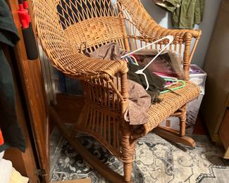 Antique Heywood-Wakefield Bar Harbor Wicker Rocking Chair