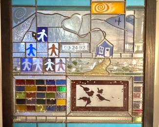 Handcrafted Stained Glass Window Art – Mixed Imagery & Date Design