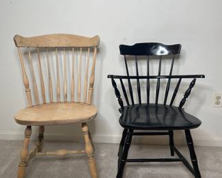 Nicolas and Stone style black and gold comb back chair