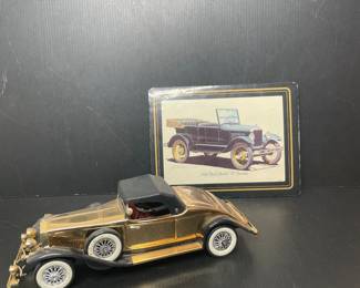 vintage 1931 Rolls-Royce Phantom II model car & Model T illustration