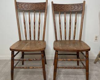 Antique press backed chairs (2)