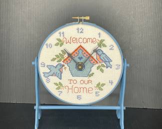 Needlepoint clock vtg
