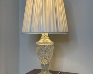 Vintage Waterford style brass crystal table lamp