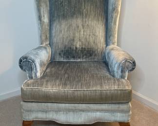 Wing back velvet chair (2)