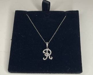 14k white gold necklace & pendant