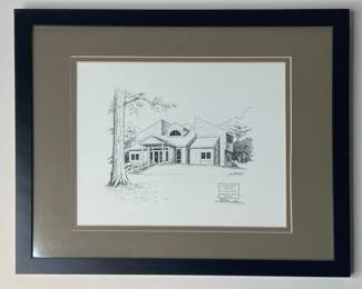Pen & ink framed drawing signed