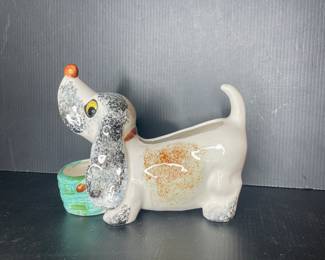 Vtg ceramic dog planter
