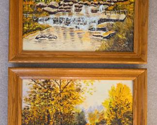 Vintage nature scene paintings signed Myers