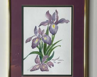 Lily watercolor signed Beardsley