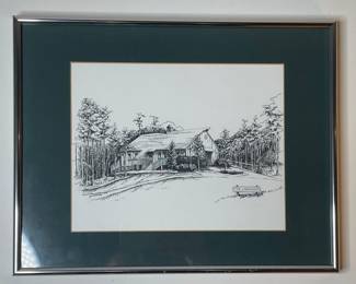 “the Landings” pen & ink framed drawing
