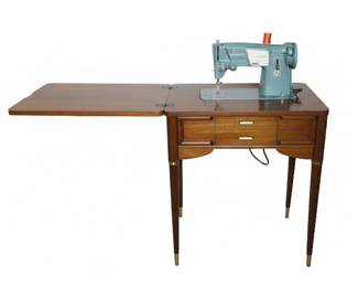 MCM Singer sewing table and singer sewing machine
