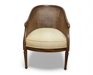 Vtg. cane back barrel chair