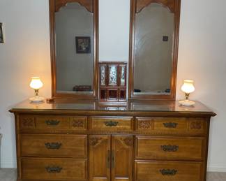 Vtg. Sumter long dresser and mirrors