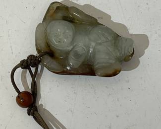 Antique carved jade figural jewelry