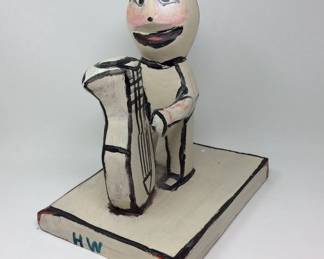 Herbert Walters Folk Art Sculpture of a bass player