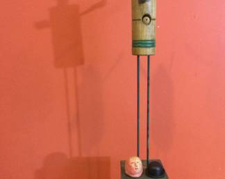 Grady Kimsey, Untitled. Removable red head. Not signed. 24 1/4" x 4" x 4" whimsical sculpture