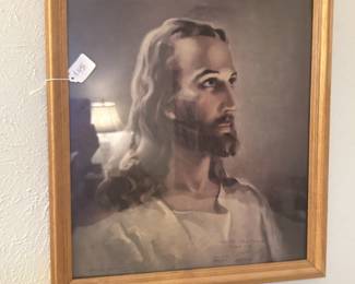 Autographed Jesus Christ lithograph from 1941 by Warner Sallman