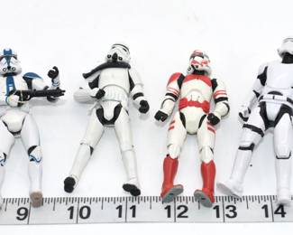 Four Hasbro Star Wars Clone Trooper and Stormtrooper Action Figures
