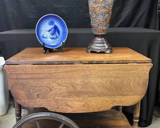 CT341Vintage Drop Leaf Tea Cart With Drawer