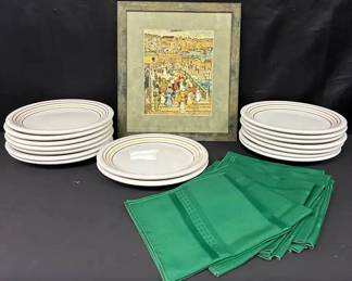 CT337Italian Ceramic Plates, Print 