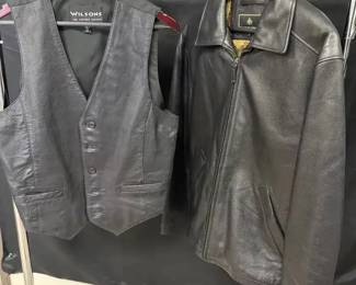 DW169rMens Leather Jacket And Vest