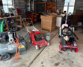 Garage items - Snowblower, Air Compressor, Lawn Mower