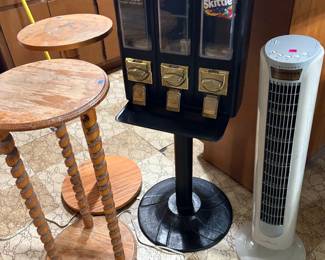 Candy dispenser, plant stands, fan