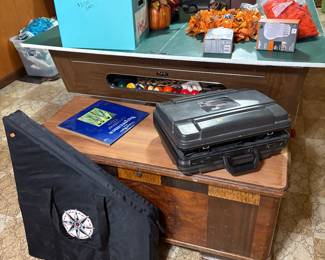 Cedar Chest, Marlboro Poker set, Vintage RCA Camcorder.