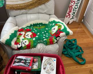 Vintage tree skirts and ornaments