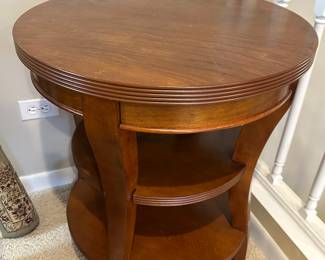 Round wood side table
