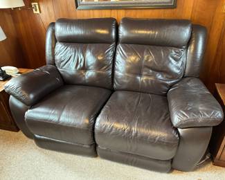 Double reclining leather loveseat......